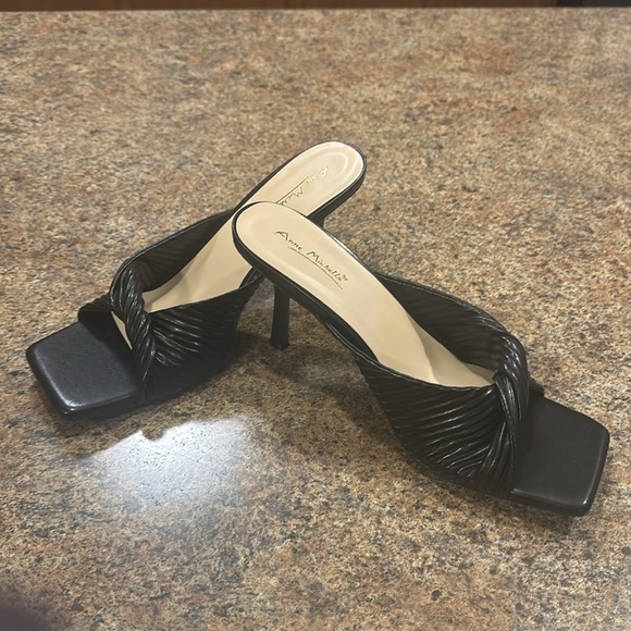 Anne Michelle Kitten Heel Slip On Black Womens Size 10 Square Toe - Picture 5 of 11